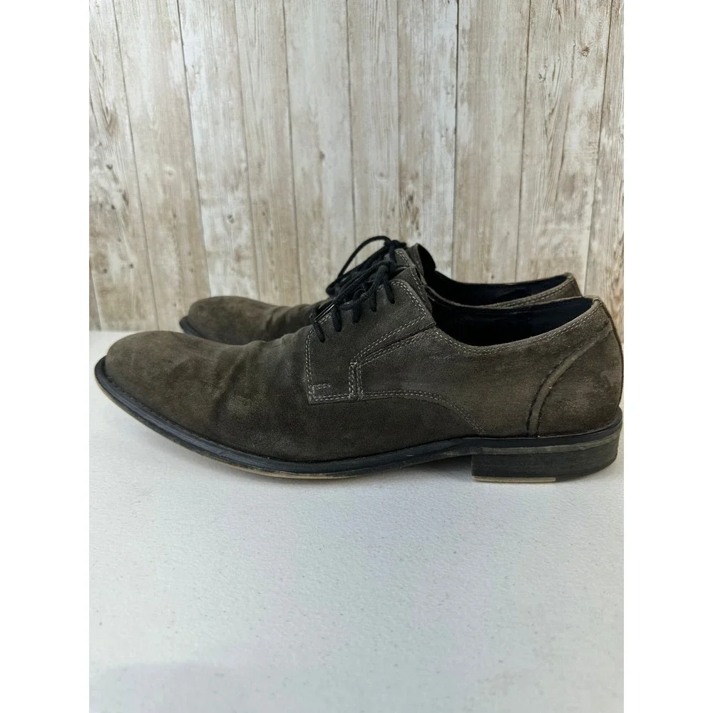 Gray Saks Fifth Avenue Star Dom Mens Shoe Sz 8 Brown Leather Suede‎ Lace Up